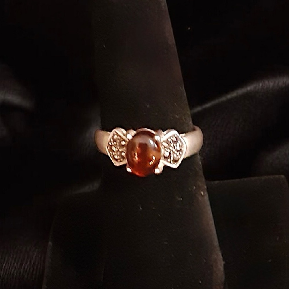 Vintage Southwestern Baltic Amber Marcasite Sterling Silver Women’s Size 7 Ring - Picture 3 of 7